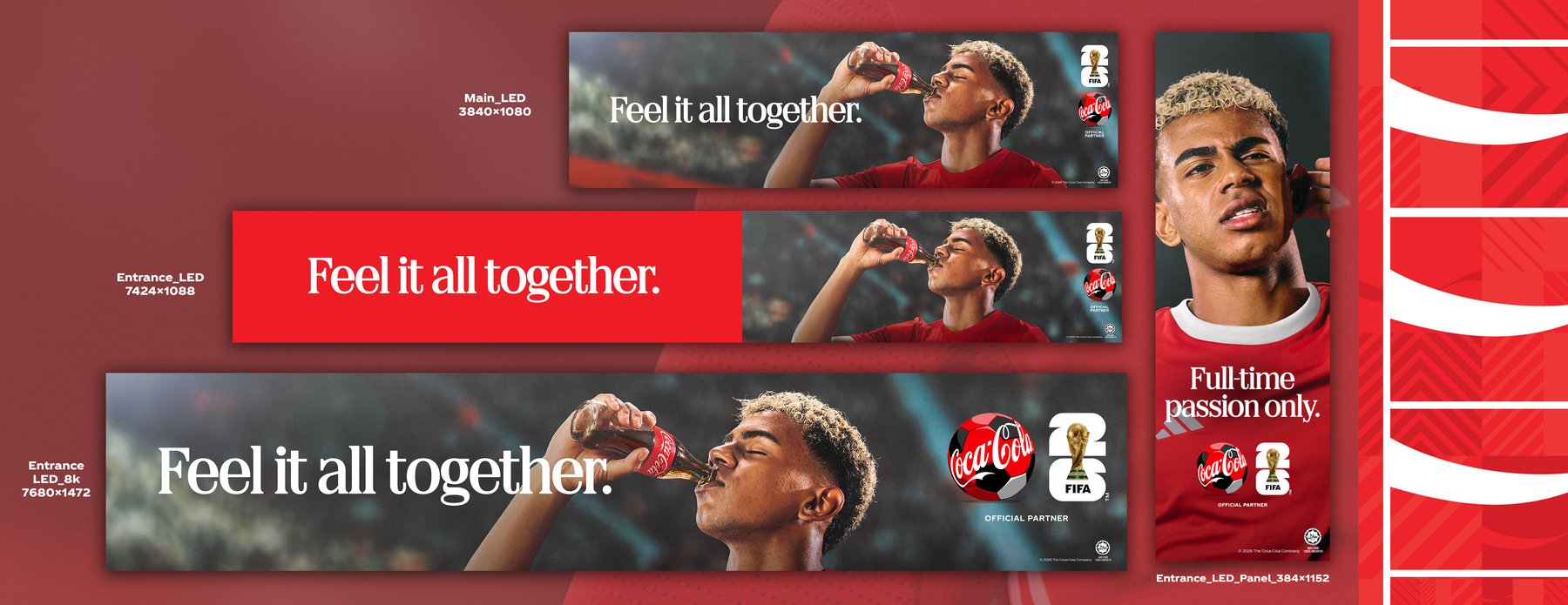 Coca-Cola FIFA World Cup Main LED, Entrance LED, Entrance LED 8K and Entrance LED Panel formats with exact pixel dimensions