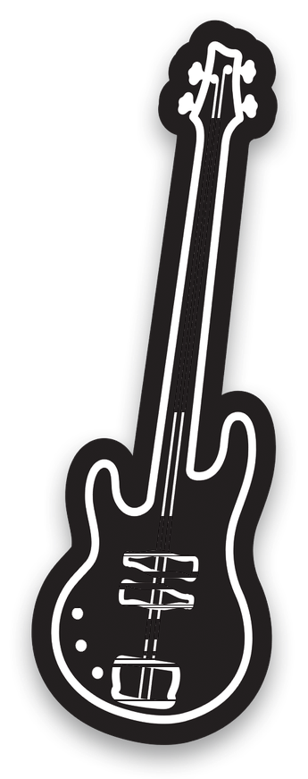 Guitar-neck die-cut outline used for the display rack's side panel shape