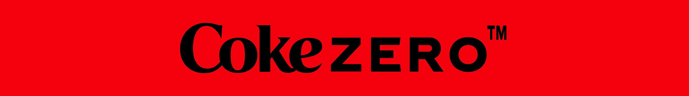 Coke Zero wordmark banner, red background