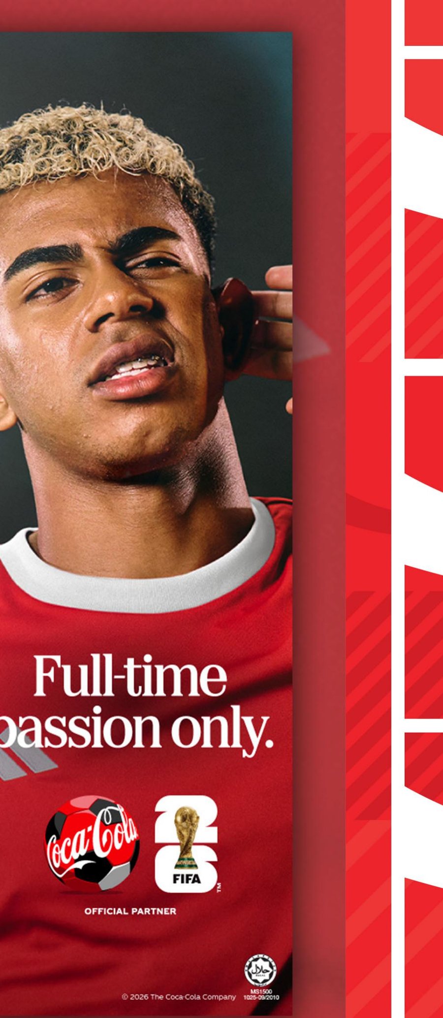 Coca-Cola FIFA World Cup vertical LED panel, 'Full-time passion only'