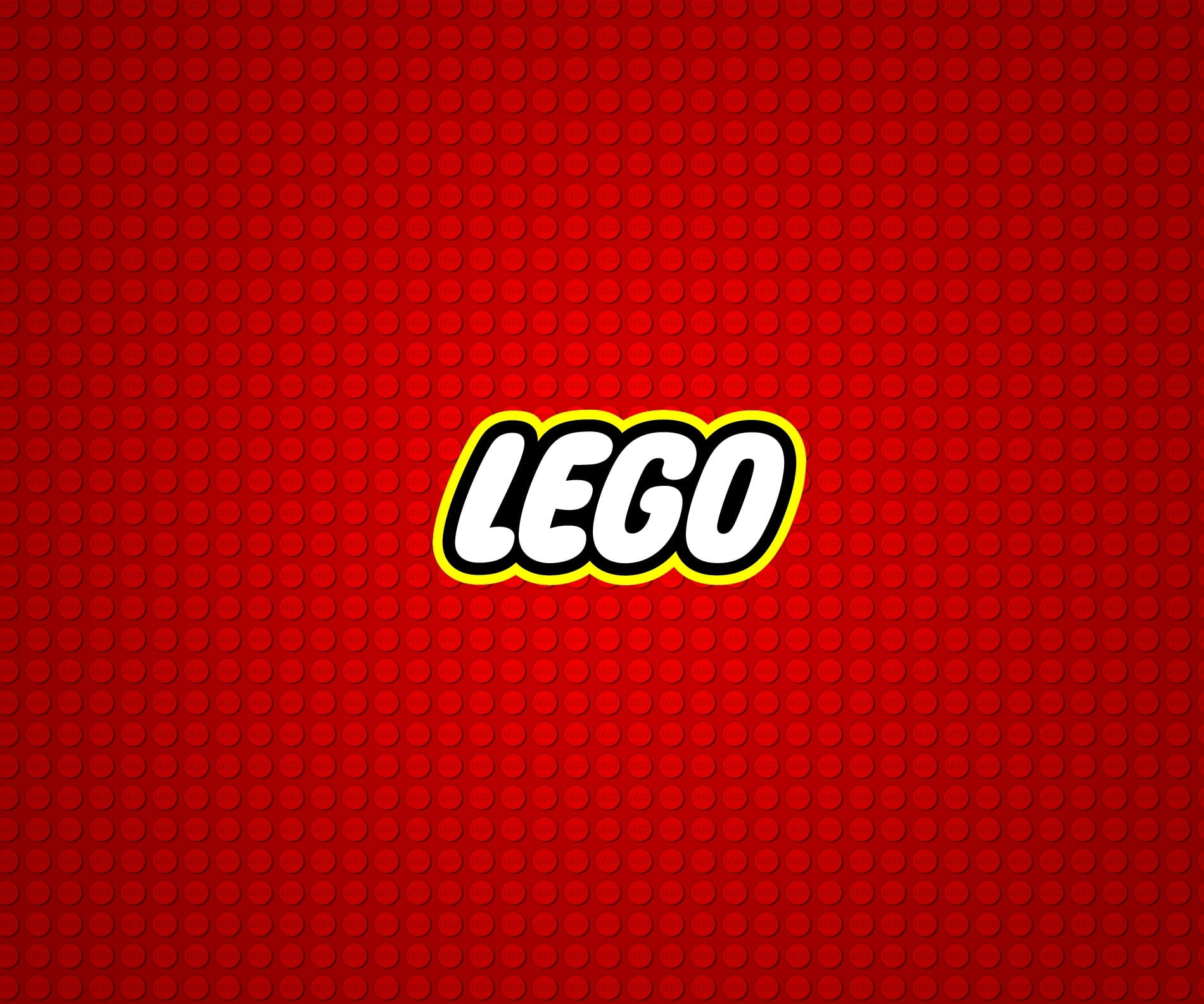 LEGO brand logo on a red brick-stud pattern background